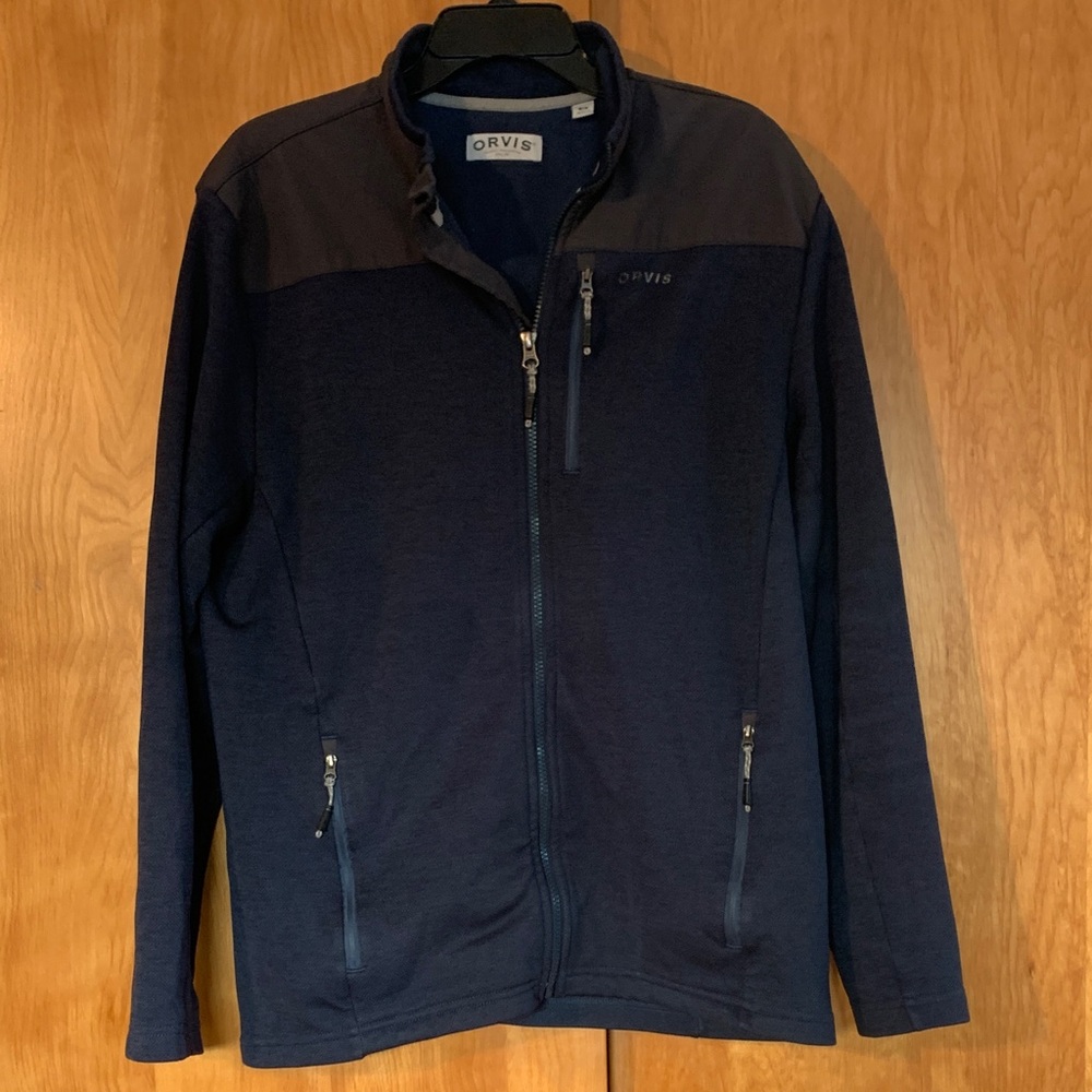 Orvis Heathered Navy and Dark Grey Full-Zip Performance outdoor Jacket size M
